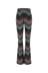 Women's Embroidered Viscose-Blend Flared Trousers Multicolor Nylon Metallic
