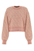 Women's Embroidered Nylon Blend Sweater Beige Virgin Wool
