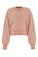 Women's Embroidered Nylon Blend Sweater Beige Virgin Wool