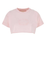 Women's Embroidered Logo Cotton Crop T-Shirt Pink