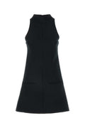 Women's Twill Dress Black Polyester Acetate