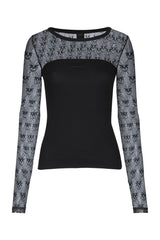 Women's Violinista Top Black Mesh T-shirts
