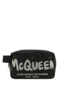 Men's Black Fabric Mcqueen Graffiti Beauty Case Blackoffwhite