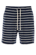 Men's Embroidered Cotton Blend Bermuda Shorts Newportnavypalecream