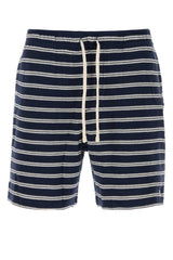 Men's Embroidered Cotton Blend Bermuda Shorts Newportnavypalecream