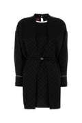 Women's Hammered Crepe With Gg Belt Dress Black Viscose Acetate