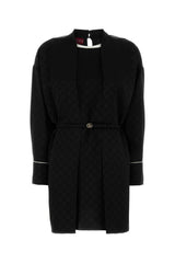 Women's Hammered Crepe With Gg Belt Dress Black Viscose Acetate