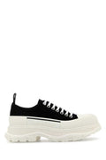 Women's Black Canvas Tread Slick Sneakers Blackwhite