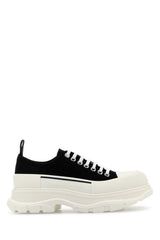 Women's Black Canvas Tread Slick Sneakers Blackwhite