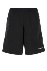 Men's Long Boxer Swimming Shorts Black Polyamide Elastane Swimwear
