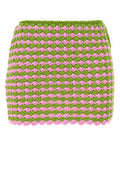 Women's Two-Tone Crochet Mini Skirt Green Trochusniloticus Denim Shorts