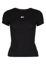 Women's Badge T-Shirt Black Regenerative Cotton Elastane