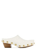 Women's Intrecciato Mule White Lamb Heels