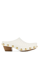 Women's Intrecciato Mule White Lamb Heels