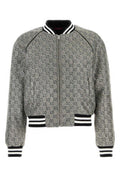 Men's Gg Tweed Bomber Jacket Gray Viscose Metallized Fiber