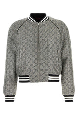 Men's Gg Tweed Bomber Jacket Gray Viscose Metallized Fiber