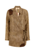 Women's Printed Twill Blazer Beige Viscose Cupro Blazers