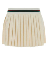 Women's Gg Jersey Pleated Skirt Beige Cotton Viscose Nylon