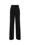 Women's Striped Wool Trousers Black Woolmother Pearl
