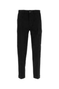 Men's Stretch Cotton Blend Trousers Black Polyester Viscose