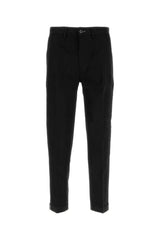 Men's Stretch Cotton Blend Trousers Black Polyester Viscose