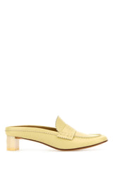 Women's Leather Block Heel Flat Yellow Calf