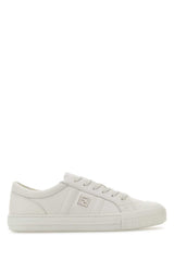 Men's White Leather Domino Sneakers Bianco Uomo