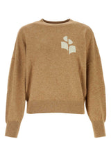 Women's Logo-Intarsia Cotton-Blend Knit Sweater Camel Laine Bord