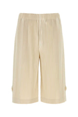 Men's Wrap Bermuda Shorts Beige Polyester Bermudas