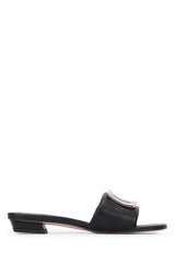 Women's Mule Black Leather Heels