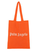 Women's Logo-Embroidered Wool Blend Tote Orange Polyurethane Polyester