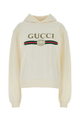Women's Regular Hoodie White Cotton Cashmere Sweater