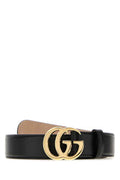 Women's Double G Buckle Leather Belt Black