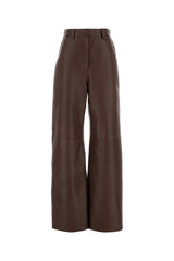 Women's Nappa Leather Trousers Brown Lamb