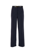 Women's Embroidered Wool Trousers Navy