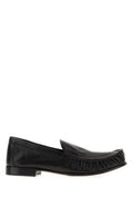 Women's Gathered Leather Moccasin Black Bufalo