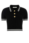 Women's Black Cotton Polo Shirt Exterior