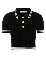 Women's Black Cotton Polo Shirt Exterior