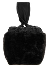Women's Black Shearling Clutch 001