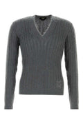 Men's Dark Grey Stretch Mohair Blend Sweater Smoke Wool Nylon