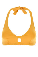 Women's Halter Nylon Bikini Top Yellow Elastane Swimwear