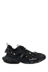 Women's Black Rubber And Fabric Track Piercieng Sneakers T Polyurethane Polyester
