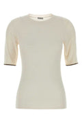 Women's Cashmere Blend Ribbed T-Shirt Beige Silk