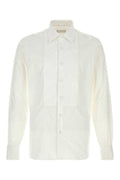 Men's Stretch Poplin Shirt White Cotton Nylon Elastane