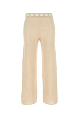 Women's Trousers Beige Cotton