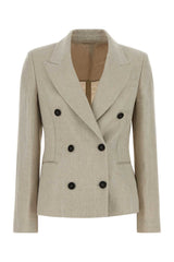 Women's Jacket Blazer Beige Linen Cotton Blazers