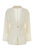Women's Cintura Blazer White Silk Blazers