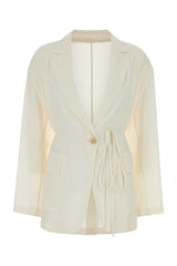 Women's Cintura Blazer White Silk Blazers