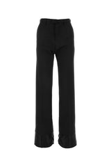 Women's Stretch Wool-Blend Trousers Black Polyester Virgin