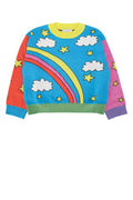 Boys' Rainbow Cloud Star Knit Sweater Blue Cotton Wool